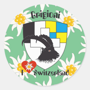 Pegatina Redonda Suiza, Suisse, Svizzera, Svizra, Pegamento