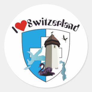 Pegatina Redonda Suiza Suisse Svizzera Svizra Switzerland pegamento