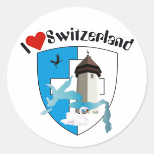 Pegatina Redonda Suiza Suisse Svizzera Svizra Switzerland pegamento