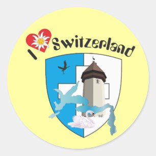Pegatina Redonda Suiza Suisse Svizzera Svizra Switzerland pegamento
