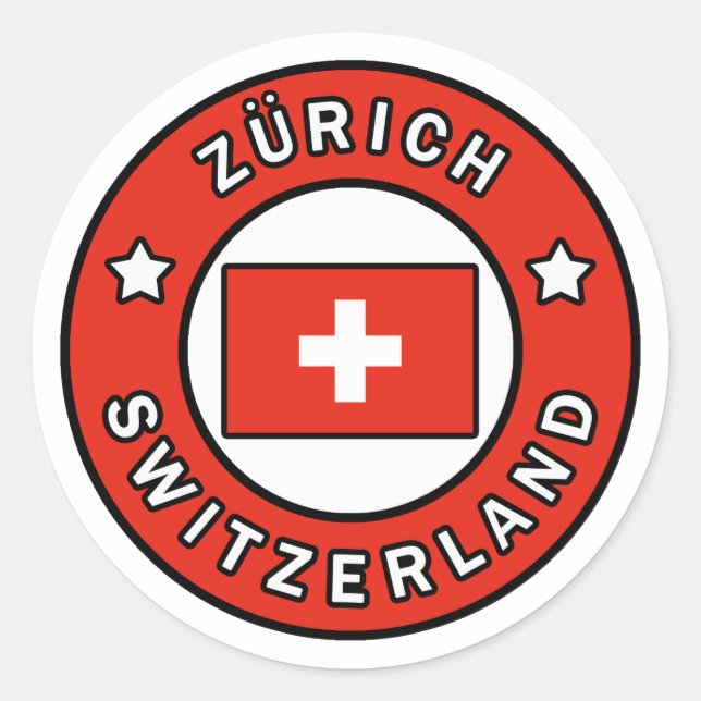 Pegatina Redonda Suiza Zürich (Anverso)