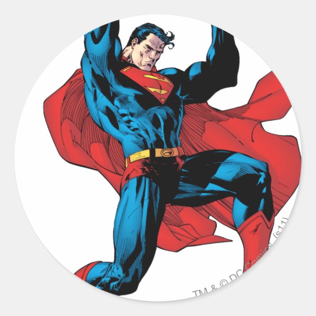 Pegatina Redonda Sujetando un objeto pesado (Anverso)