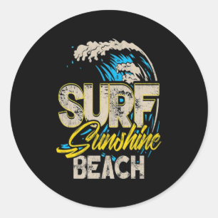 Pegatina Redonda Sulfing Lover Surf Sunshine Beach