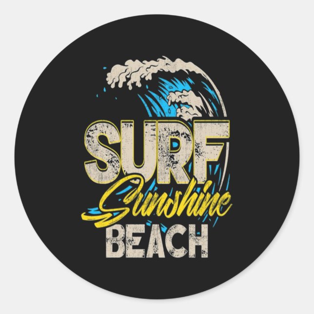 Pegatina Redonda Sulfing Lover| Surf Sunshine Beach (Anverso)