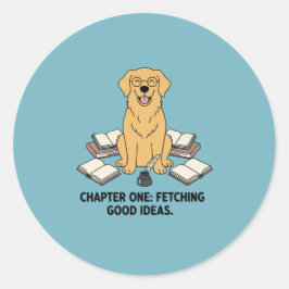 Pegatina Redonda Suministros Académicos Capítulo Uno Golden Retriev