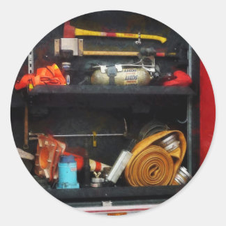 Pegatina Redonda Suministros de lucha contra incendios