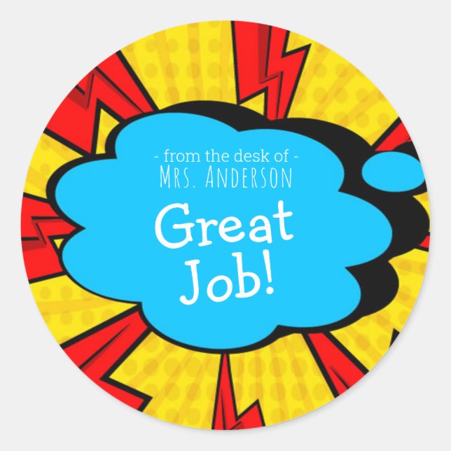 Pegatina Redonda Suministros escolares de personalizado (Anverso)