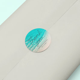 Pegatina Redonda Summer Beach Destination Gracias Favor De La Boda