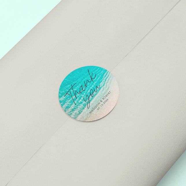 Pegatina Redonda Summer Beach Destination Gracias Favor De La Boda (Subido por el creador)