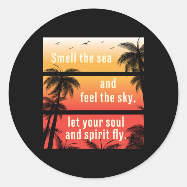 Pegatina Redonda Summer Beach Vacation Surf Guay Sea Sun Divertido (Anverso)