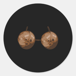 Pegatina Redonda Summer Coconut Bra Halloween Disfraces Diversión G