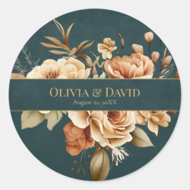 Pegatina Redonda Summer Forest Witch Teal Round Wedding Sticker