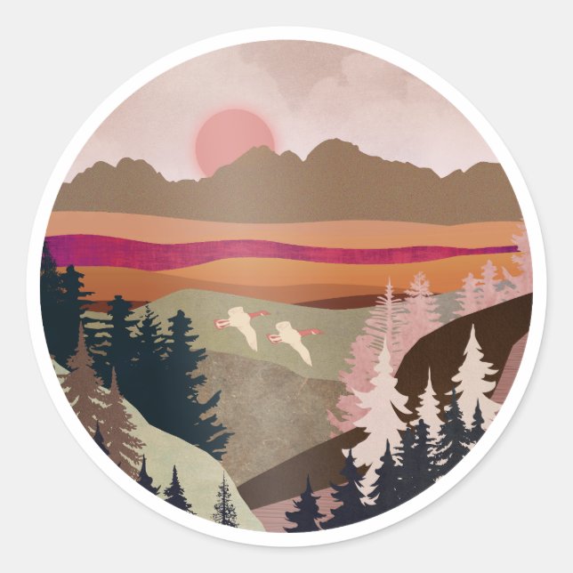 Pegatina Redonda Summer Geese (Anverso)