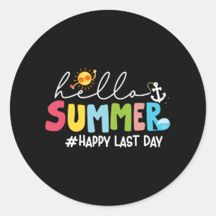 Pegatina Redonda Summer Happy Last Day Profesores Graduati