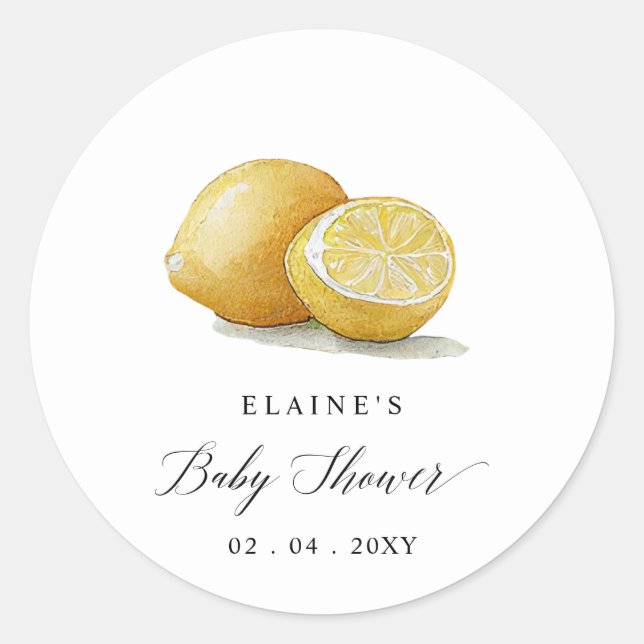 Pegatina Redonda Summer Lemon Lime Citrus Baby Shower (Anverso)