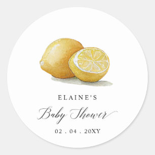 Pegatina Redonda Summer Lemon Lime Citrus Baby Shower