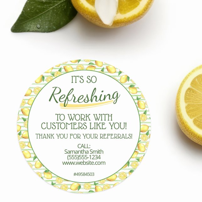 Pegatina Redonda Summer Lemonade Pop By (Personalized lemon themed real estate pop by sticker)