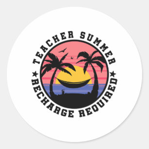 Pegatina Redonda Summer Recharge Del Maestro De Camisas De La Escue