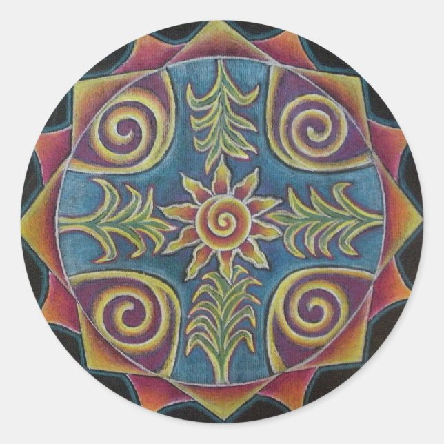 Pegatina Redonda Summer Sun Mandala (Anverso)