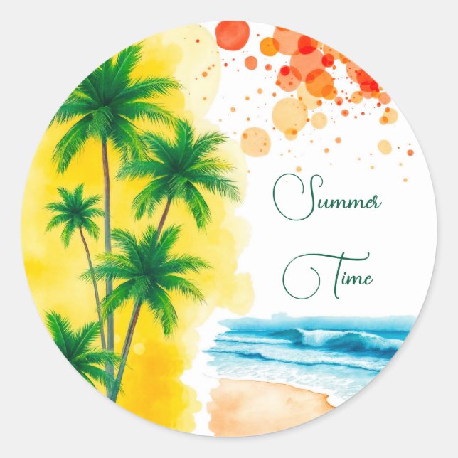 Pegatina Redonda “Summer Time” beach design Round Clock (Anverso)
