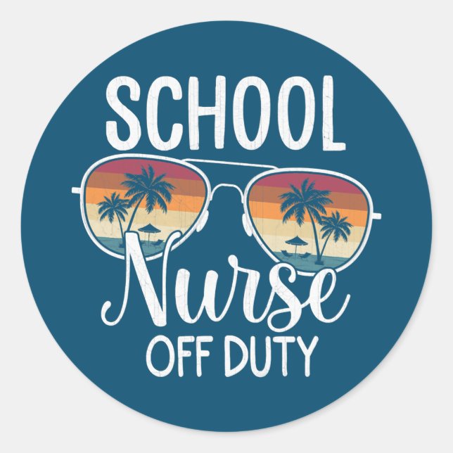 Pegatina Redonda Summer Vacation School End Of Year School Nurse (Anverso)