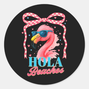 Pegatina Redonda Summer Vibes Beach Flamingo Coquette Summertime Ho