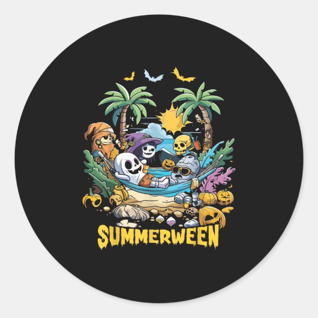 Pegatina Redonda Summerween Happy Summer Halloween (Anverso)