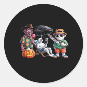 Pegatina Redonda Summerween - Playa Summerween - Bruja Summerween -