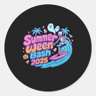 Pegatina Redonda Summerween Sh 2025 Skeleton Beach Fiesta Halloween