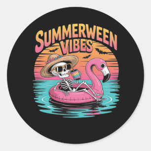 Pegatina Redonda Summerween - Summerween Beach - Summerween Witch