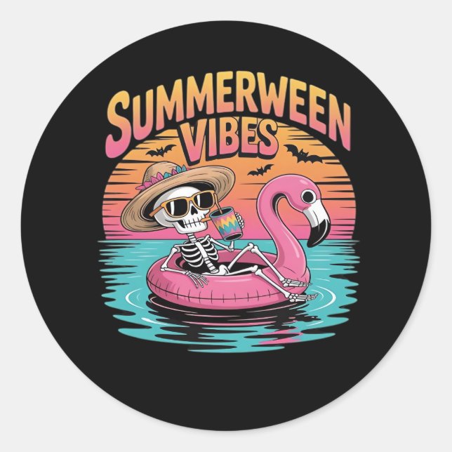 Pegatina Redonda Summerween - Summerween Beach - Summerween Witch (Anverso)