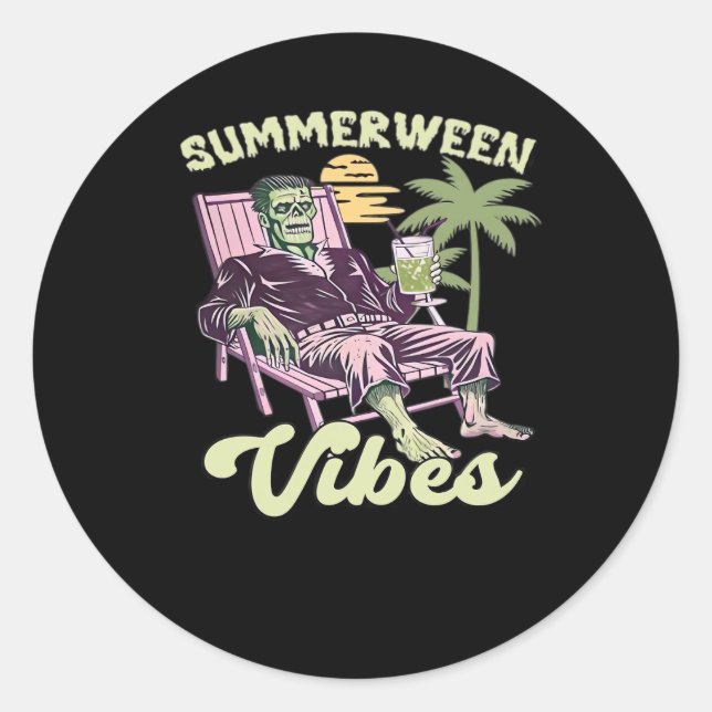 Pegatina Redonda Summerween Vibes Halloween Classic (Anverso)