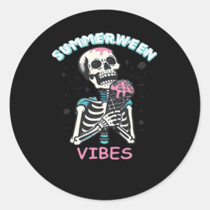 Pegatina Redonda Summerween Vibes Spooky Summer Pumpkin Classic