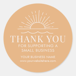 Pegatina Redonda Sun and Beach Wave Moderna Pequeña Empresa Gracias