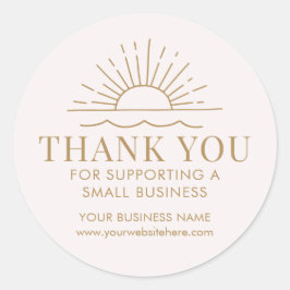 Pegatina Redonda Sun and Beach Wave Moderna Pequeña Empresa Gracias