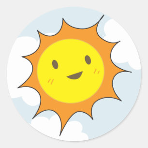 Pegatina Redonda Sun feliz