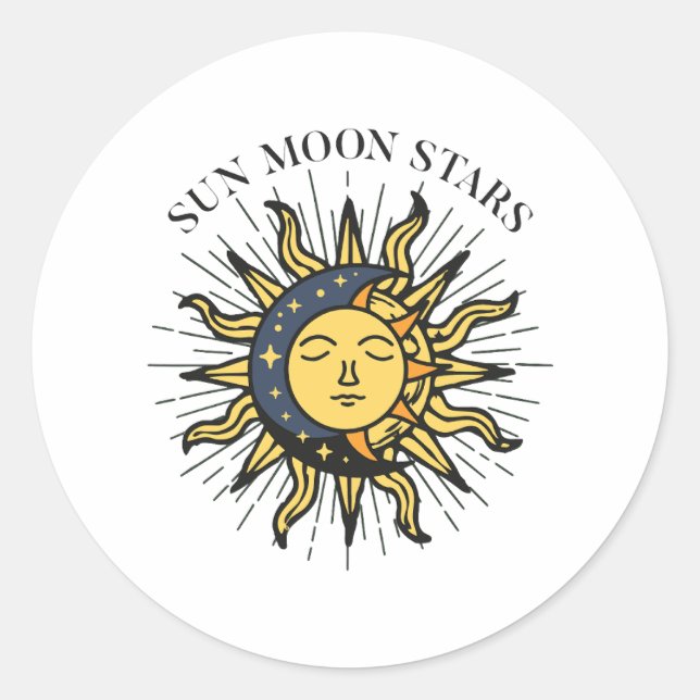 Pegatina Redonda Sun Moon Stars (Anverso)