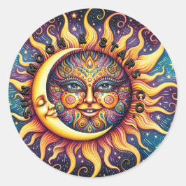 Pegatina Redonda Sun, Moon & Stars Co.