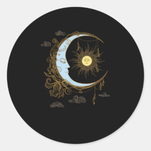 Pegatina Redonda Sun Moon Vintage 90 Witch Whimsigoth Estética