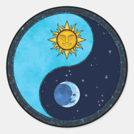Pegatina Redonda Sun Moon Yin Yang