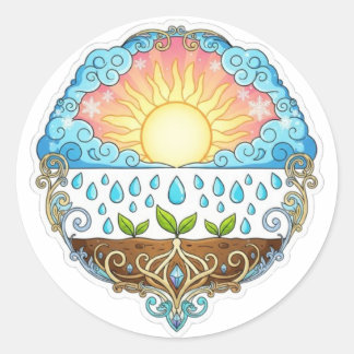 Pegatina Redonda Sun Rain Growth Nature Symbol Illustration design 