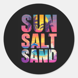 Pegatina Redonda Sun Salt Sand Summer Beach Vibes Vacaciones famili