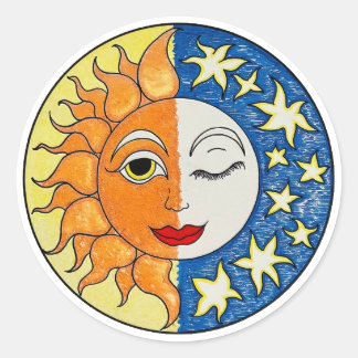 Pegatina Redonda Sun y Moon juntos