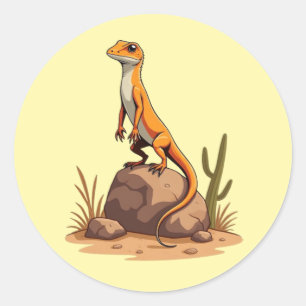 Pegatina Redonda Sunbathing Lizard Vibes