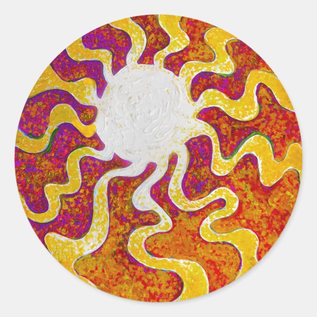 Pegatina Redonda Sunbeams Sunshine Sun (Anverso)