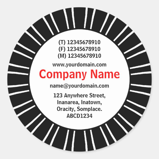 Pegatina Redonda SunBurst 03 Business (Anverso)