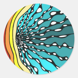 Pegatina Redonda Sunburst rainbow home decoración arte retro pegati