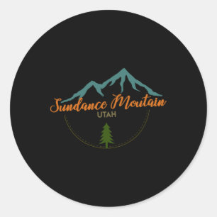 Pegatina Redonda Sundance Mountain Utah Adventure Skip Snowboard
