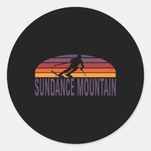 Pegatina Redonda Sundance Mountain Utah Usa Skyboard Snowboarding