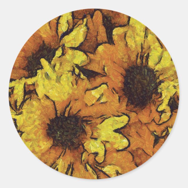 Pegatina Redonda Sunflower (Anverso)